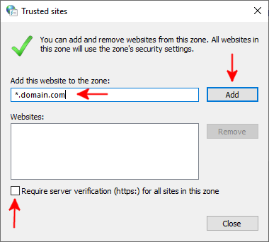 Add Site to Trusted Sites