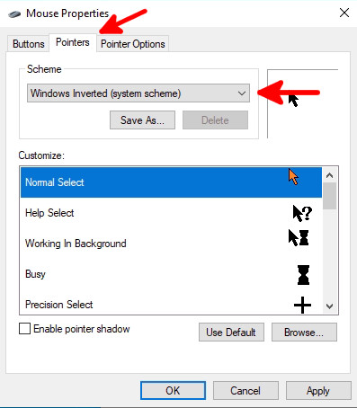 invert mouse